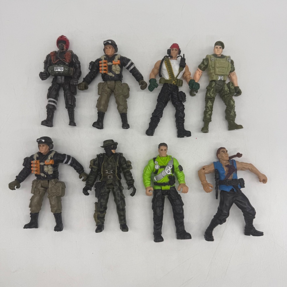 Chap Mei Action Figure Lot 8pc Military Soldier Special Ops Camo Toys